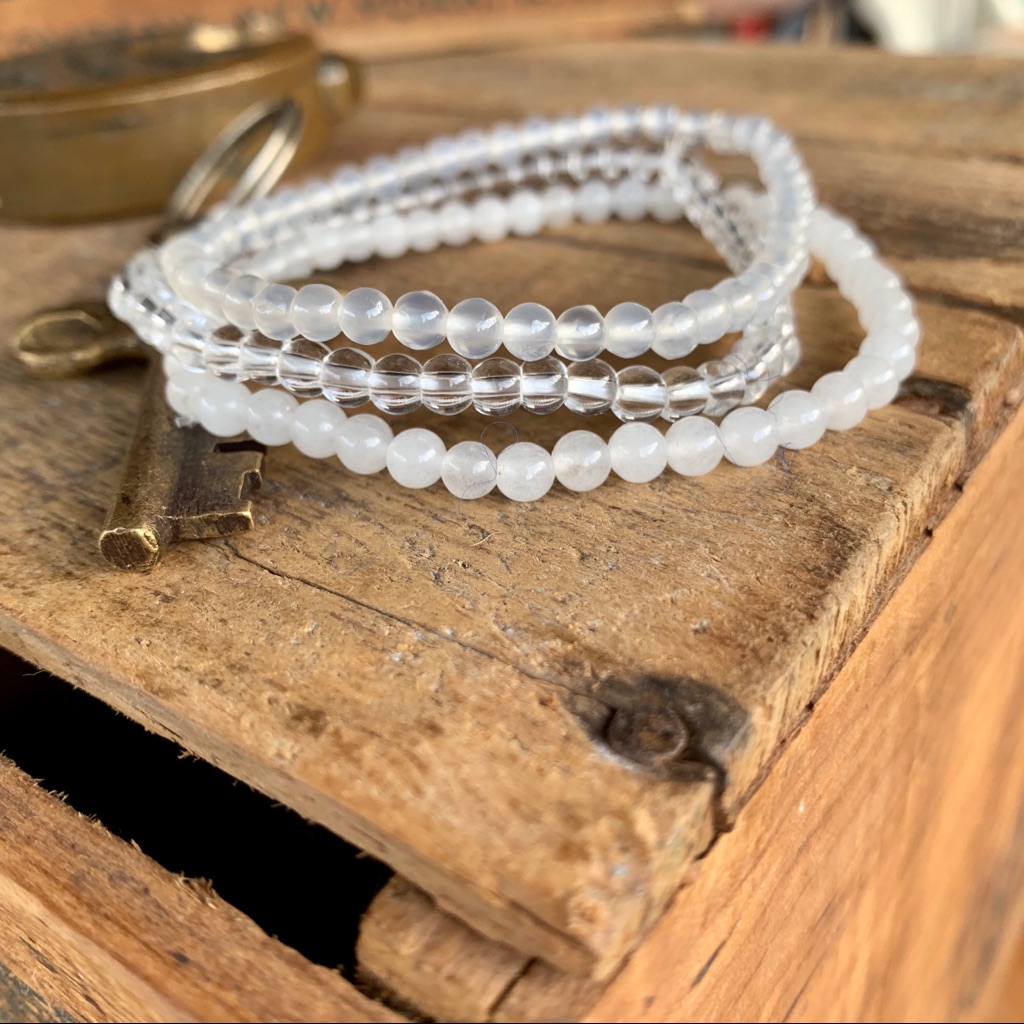 Set Of 3 Stacking Stone Bead Bracelets-4mm 33$
